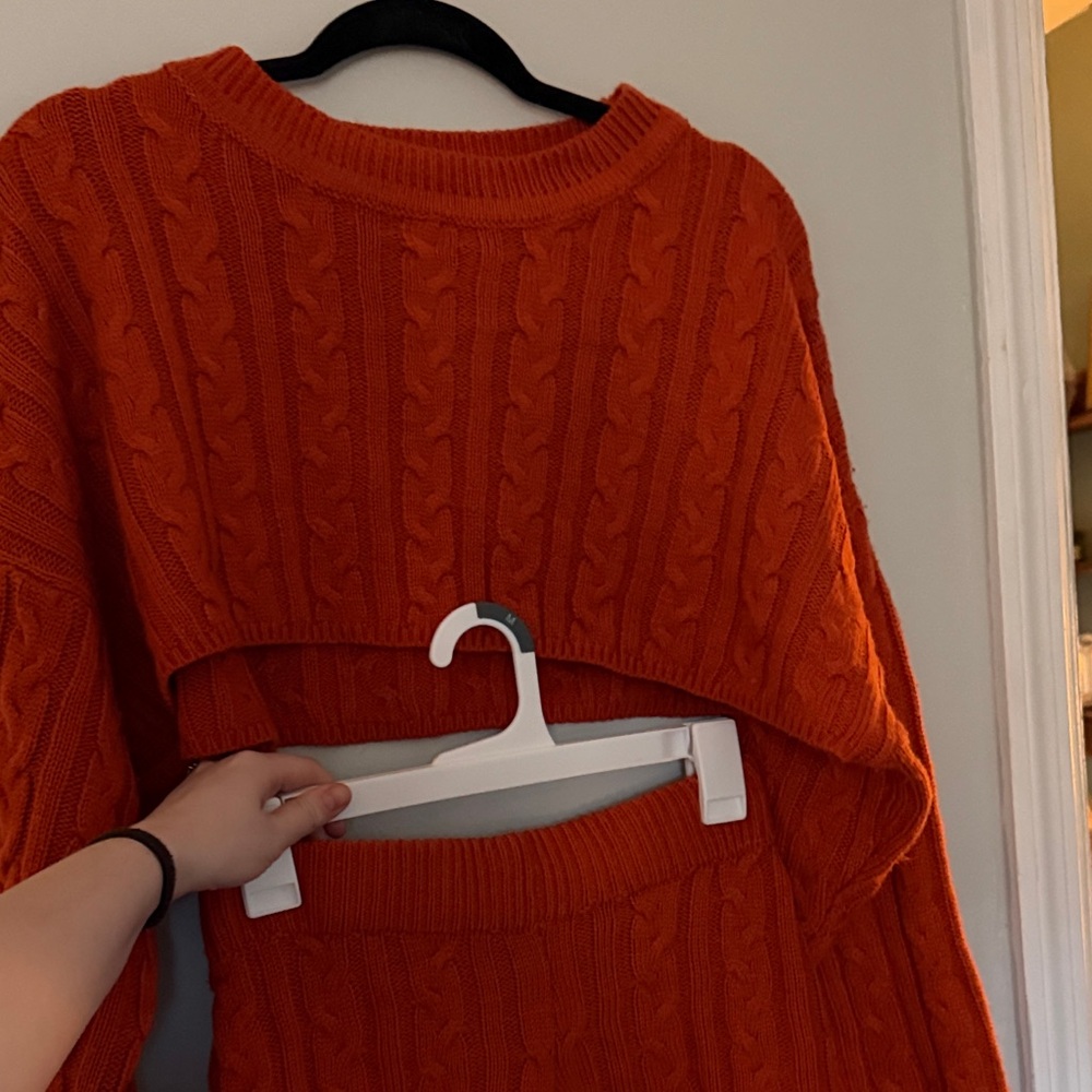 Cozy Orange Cable Knit Sweater fashion nova set